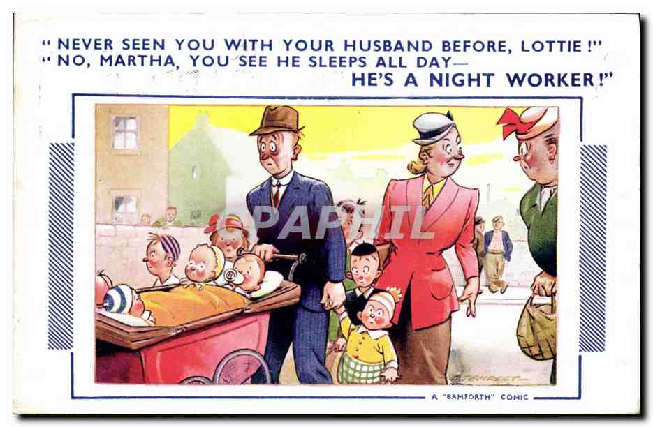 CPA Fantaisie Illustrateur Enfant Never seen you with your husband 