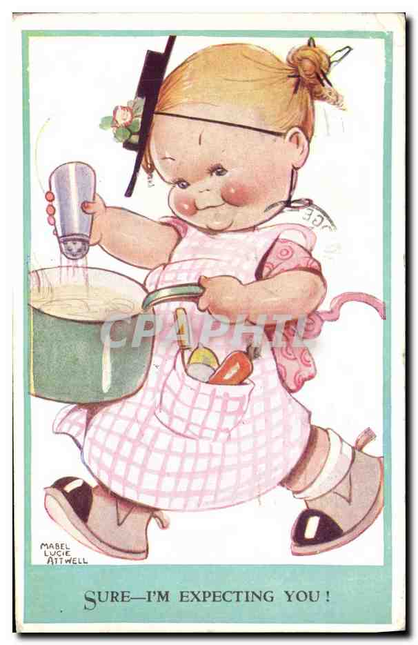 CPA Fantaisie Illustrateur Enfant Sure i'm expecting you
