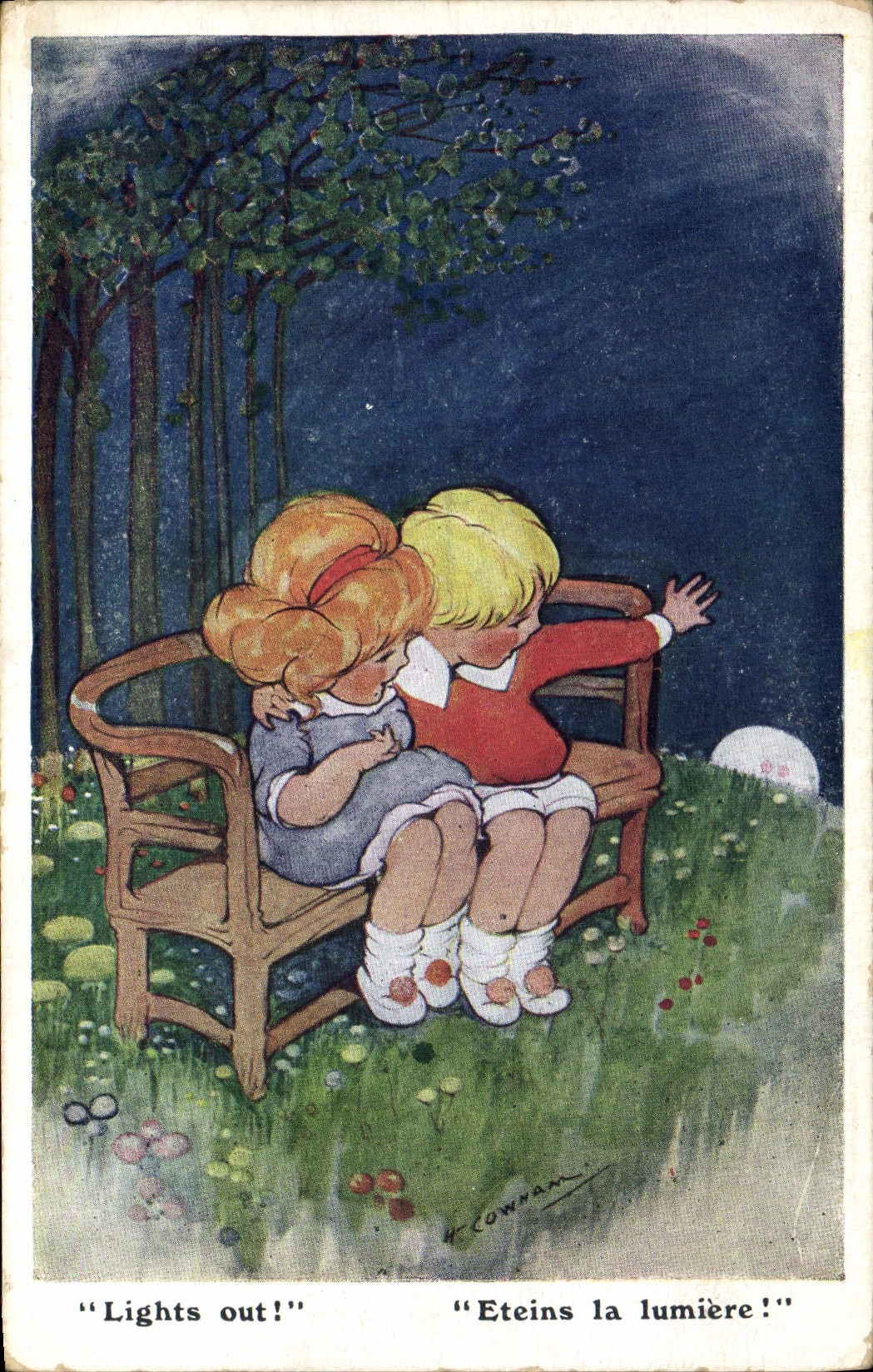 CPA Fantaisie Illustrateur Enfants Eteins la lumiere 