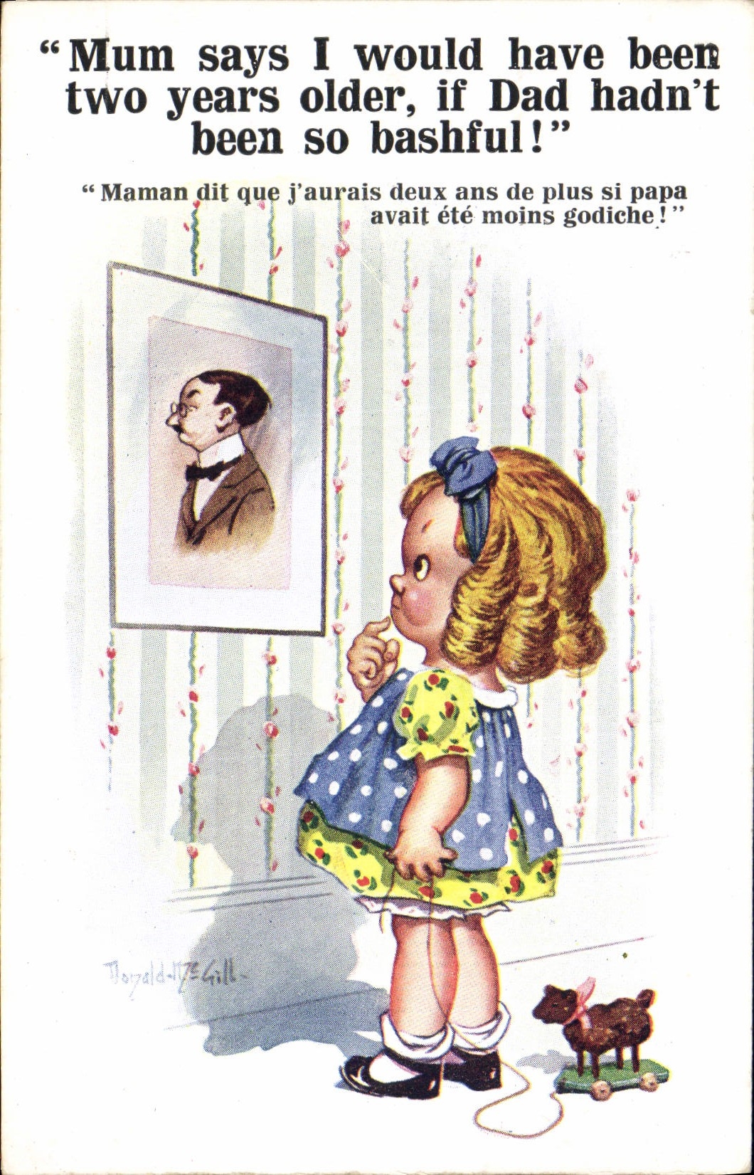CPA Fantaisie Illustrateur Enfant Donald Mc Gill Mum says i would have been two days older 