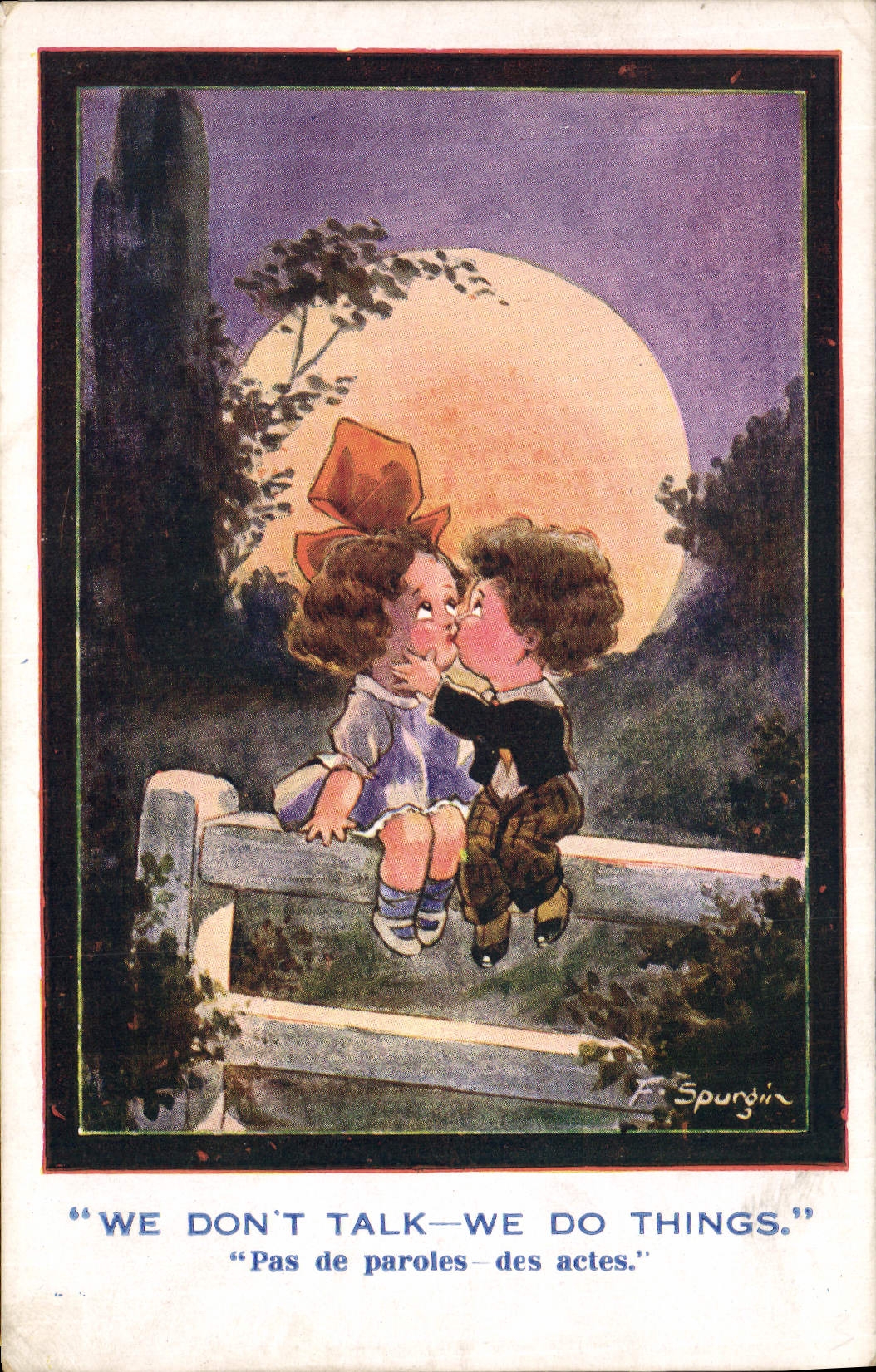 CPA Fantaisie Illustrateur Enfants Fred Spurgin We don't talk We do things 
