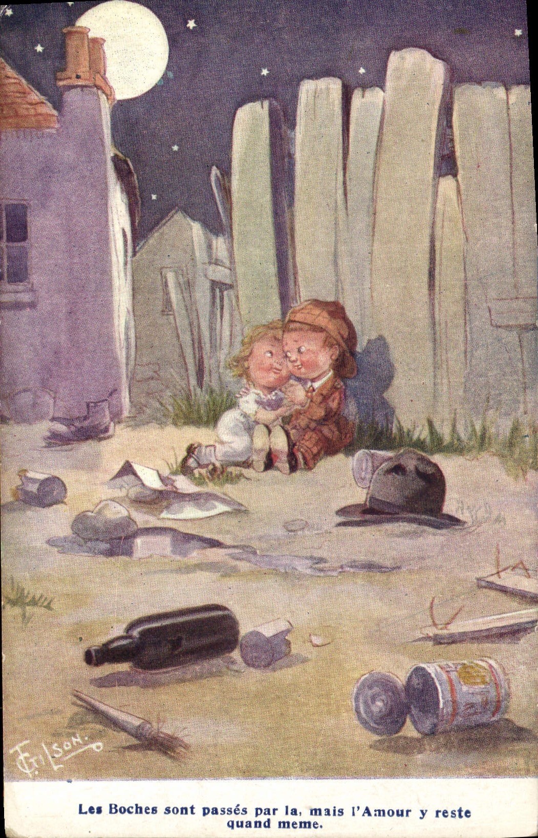 CPA Fantaisie Illustrateur Enfants Les boches sont passes par la 