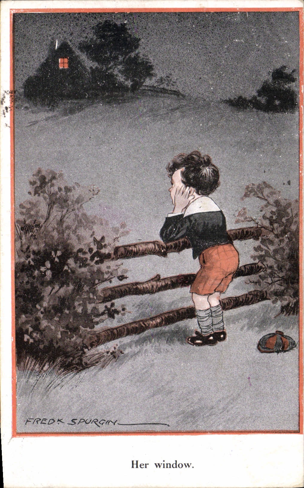 CPA Fantaisie Illustrateur Enfant Fred Spurgin Her window