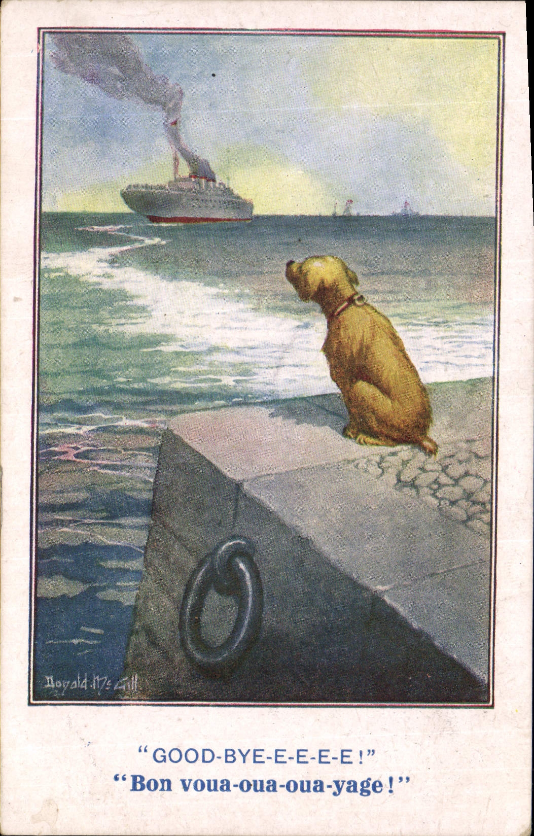 CPA Fantaisie Illustrateur Donald Mc Gill Chien Bateau 