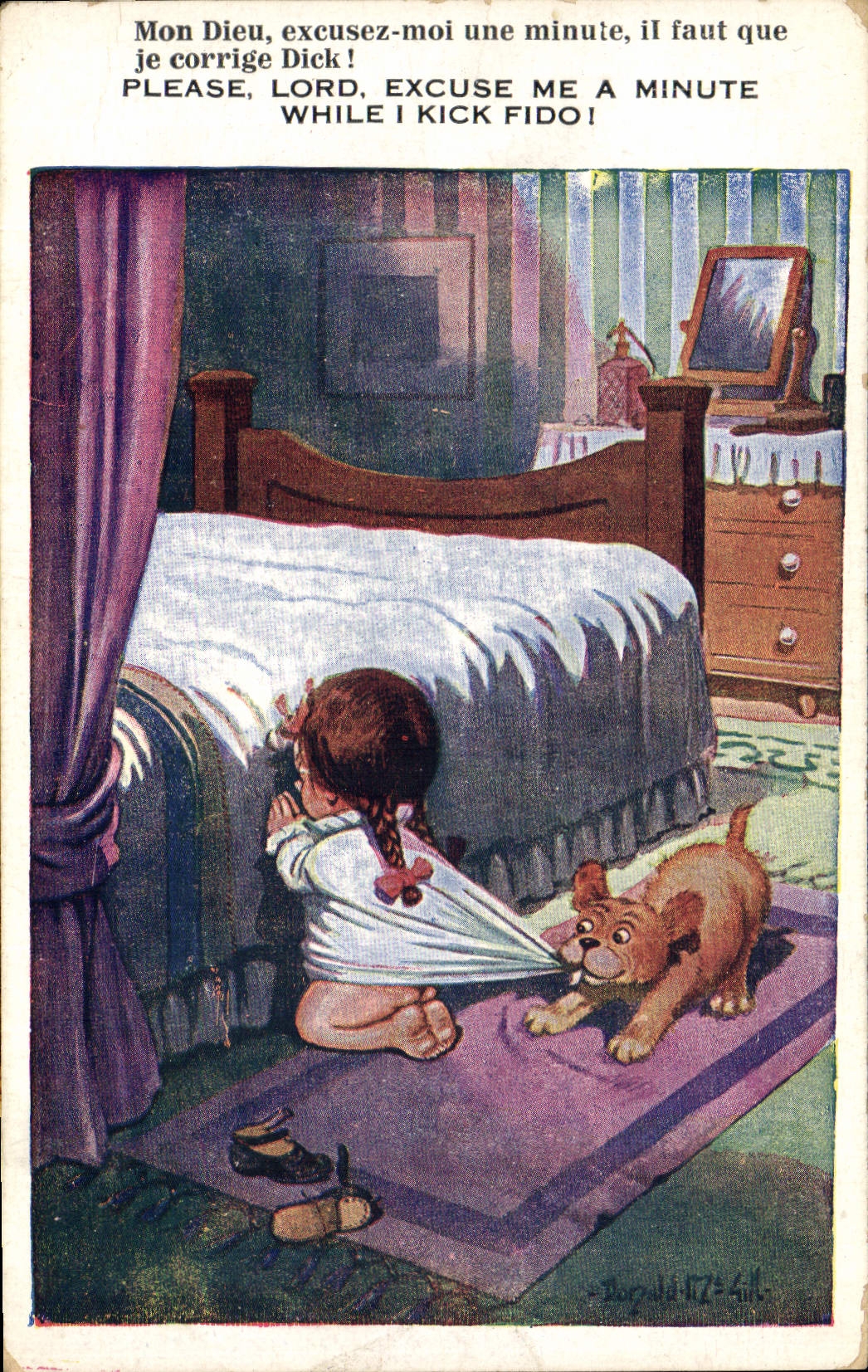CPA Fantaisie Illustrateur Enfant Chien Donald Mc Gill