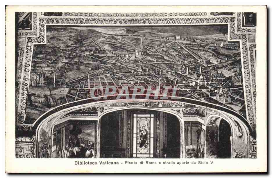 CPA Biblioteca Vaticana Pianta di Roma