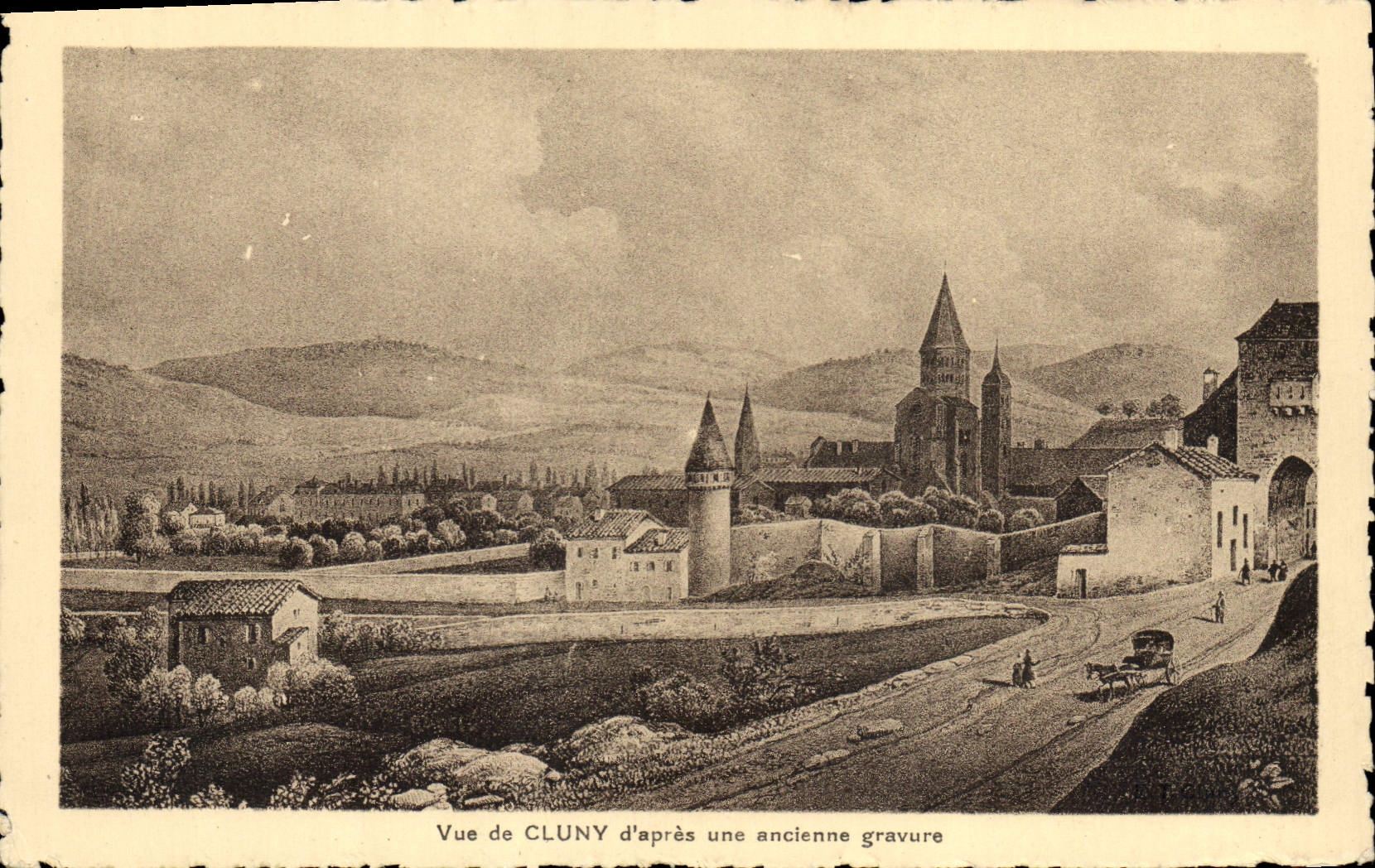 CPA Vue de Cluny d'apres une ancienne gravure