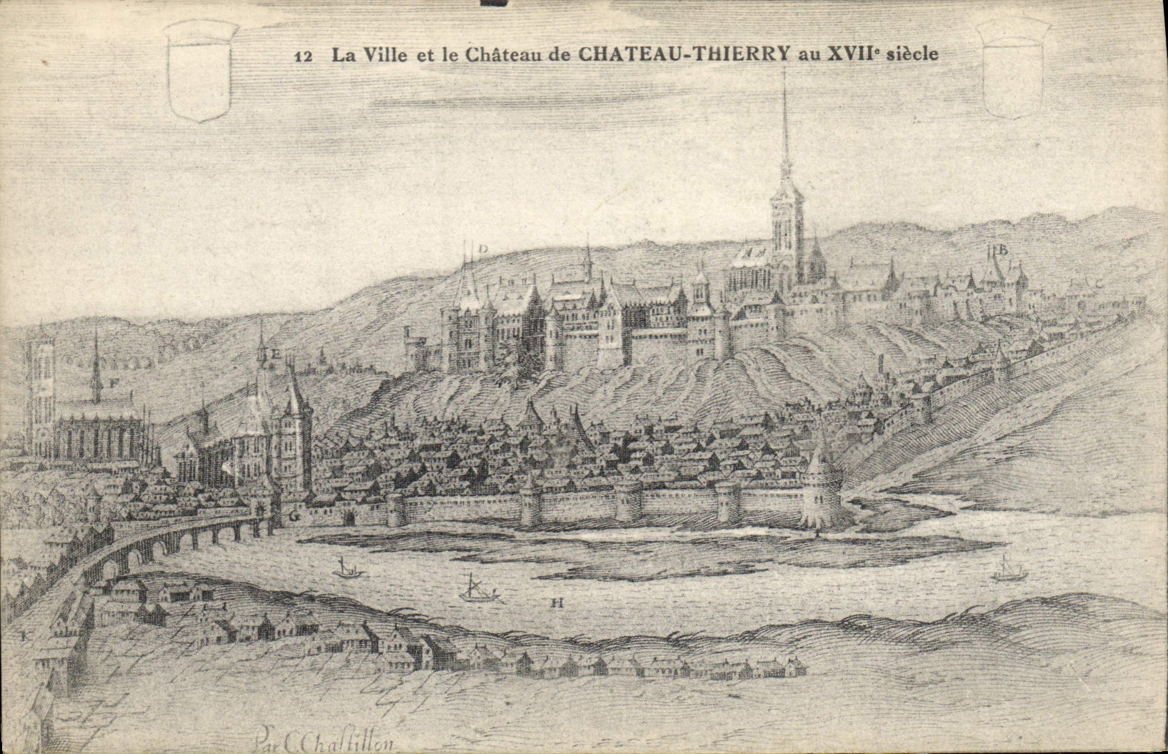 CPA La ville et le chateau de Chateau Thierry au 17eme