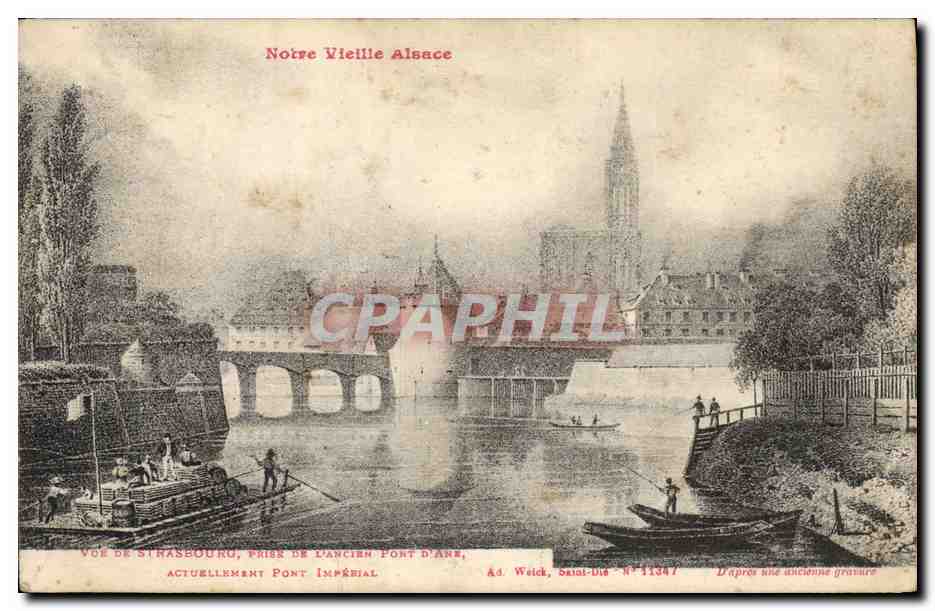 CPA Vue de Strasbourg prise de l'ancien pont d'ane actuellement pont imperial 