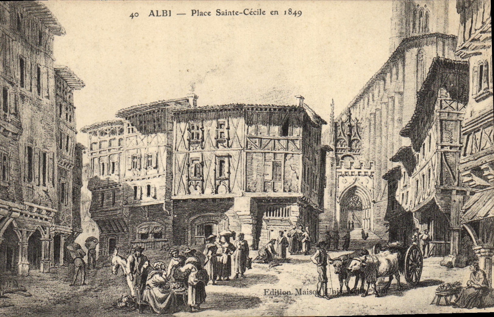 CPA Albi Place Sainte Cecile en 1849 