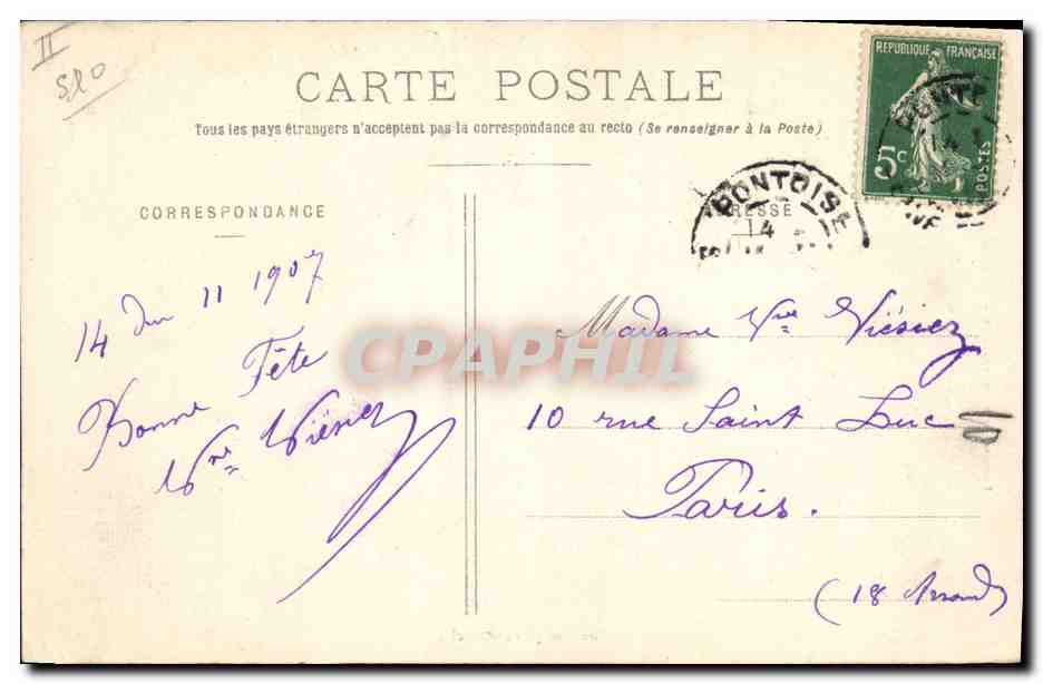 CPA Vue de la ville de Pontoise  — Verso