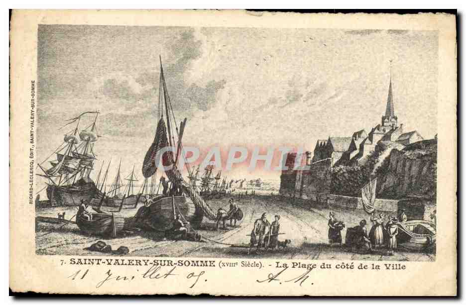 Saint-Valery-sur-Somme — La Plage du côté de la Ville — Richaud-Leclecq, Édit., Saint-Valery-sur-Somme, n°7
