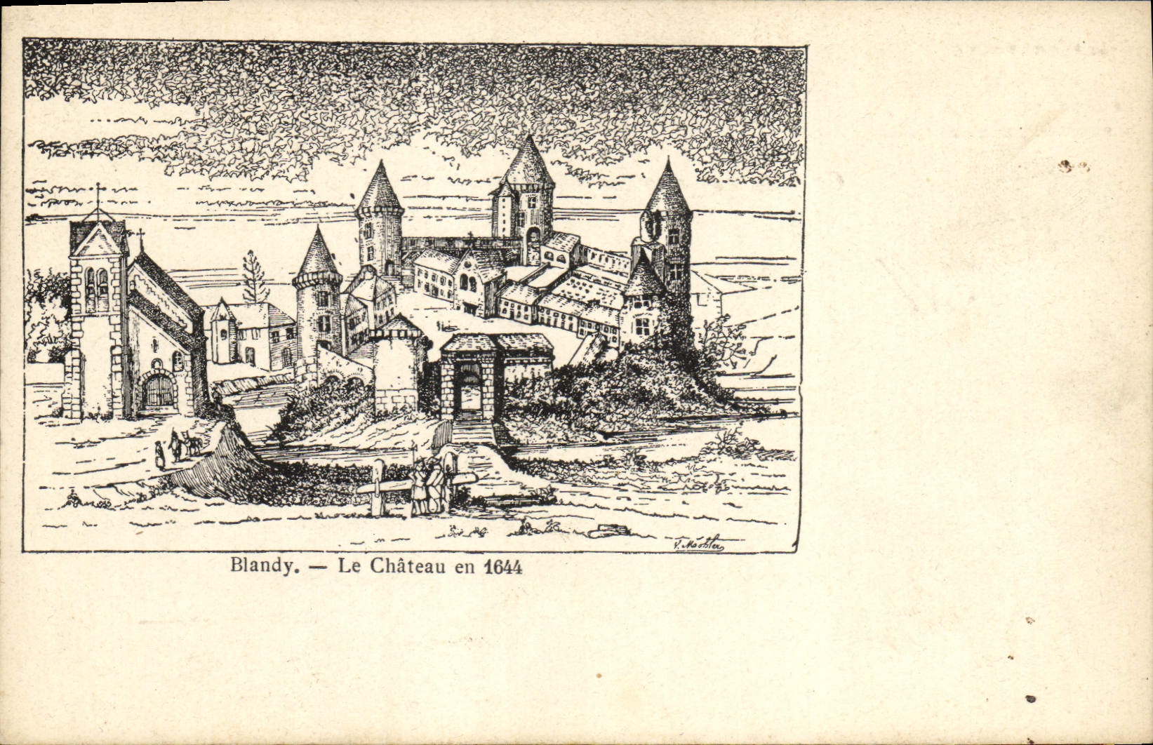 CPA Blandy Le chateau en 1644 