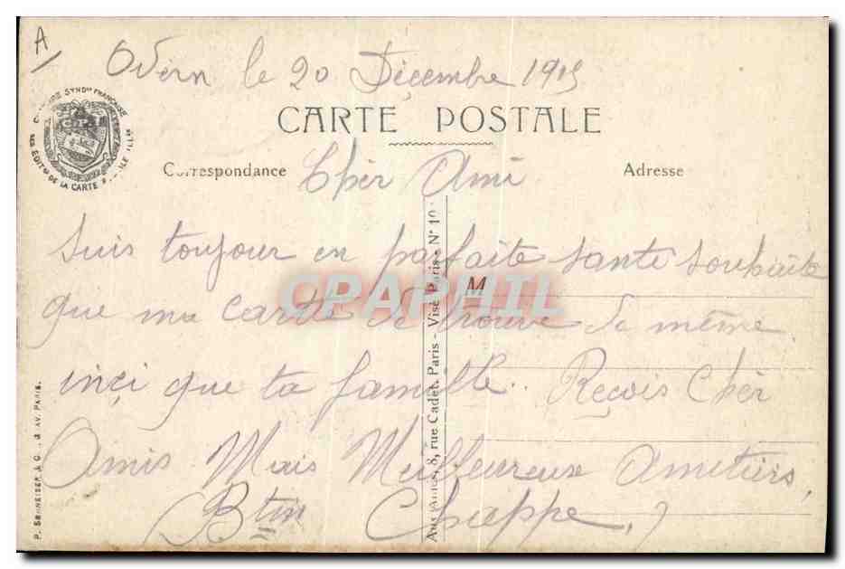 CPA Militaria Chasseurs Alpins En Alsace Defile des Alpins devant le Generalissime — Verso
