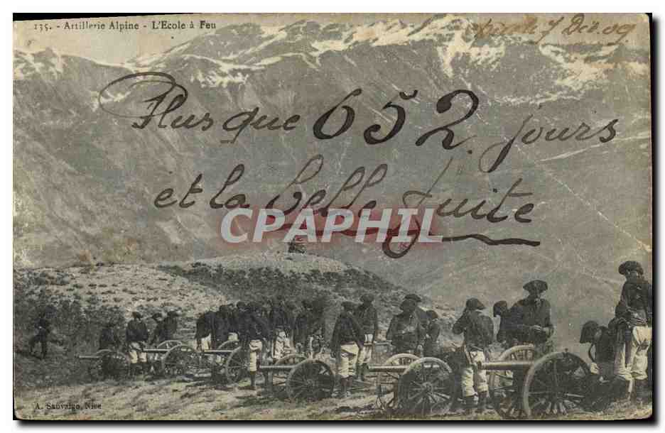 CPA Militaria Chasseurs Alpins Artillerie alpine l'ecole a feu