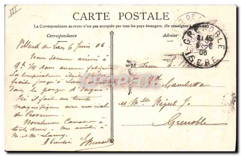 Batterie Alpine au Camp de la Fauge — série 88 — éditeur A. Courtois, Zénith & Cie, Grenoble — Achterkant