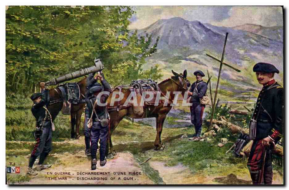 En guerre. Déchargement d'une pièce — T.J. LVG — n° 134