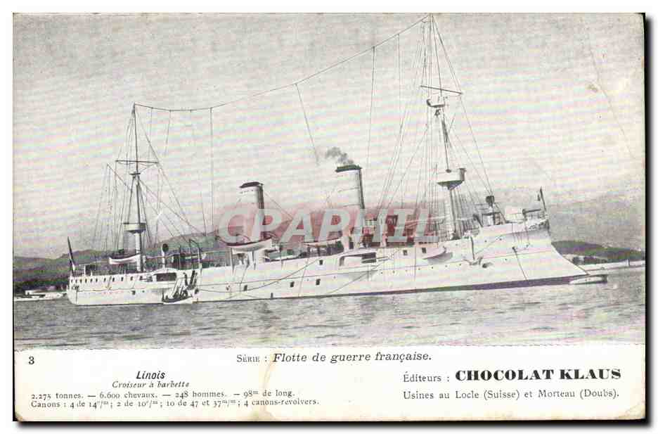 CPA Bateau Linois Croiseur a barbette