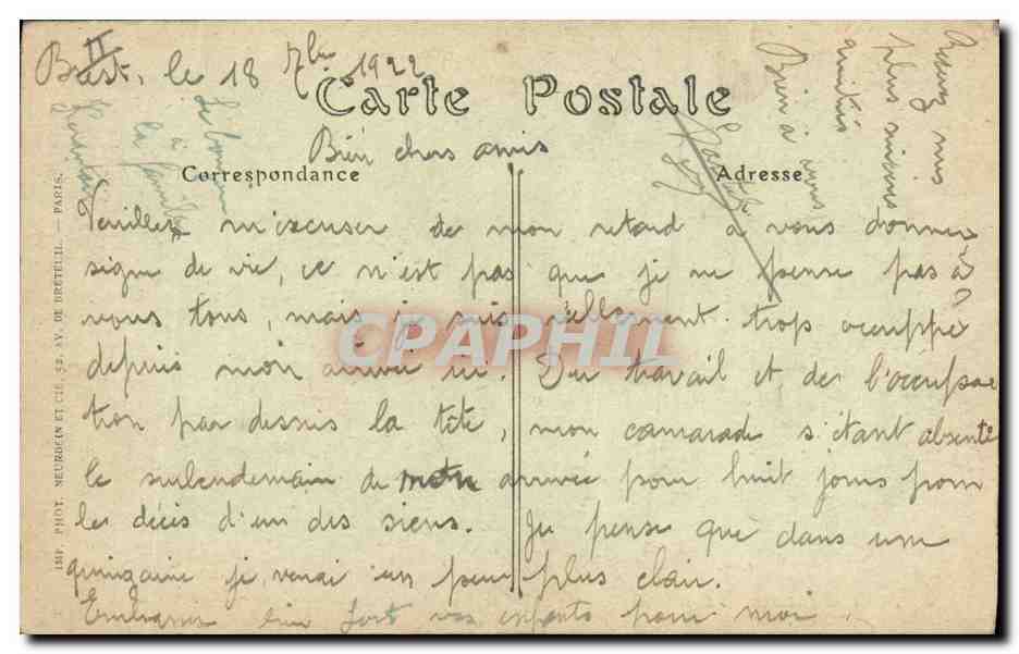 CPA Bateau Port militaire de Brest Vue prise de Bordenave Cuirasse leon Gambetta — Verso