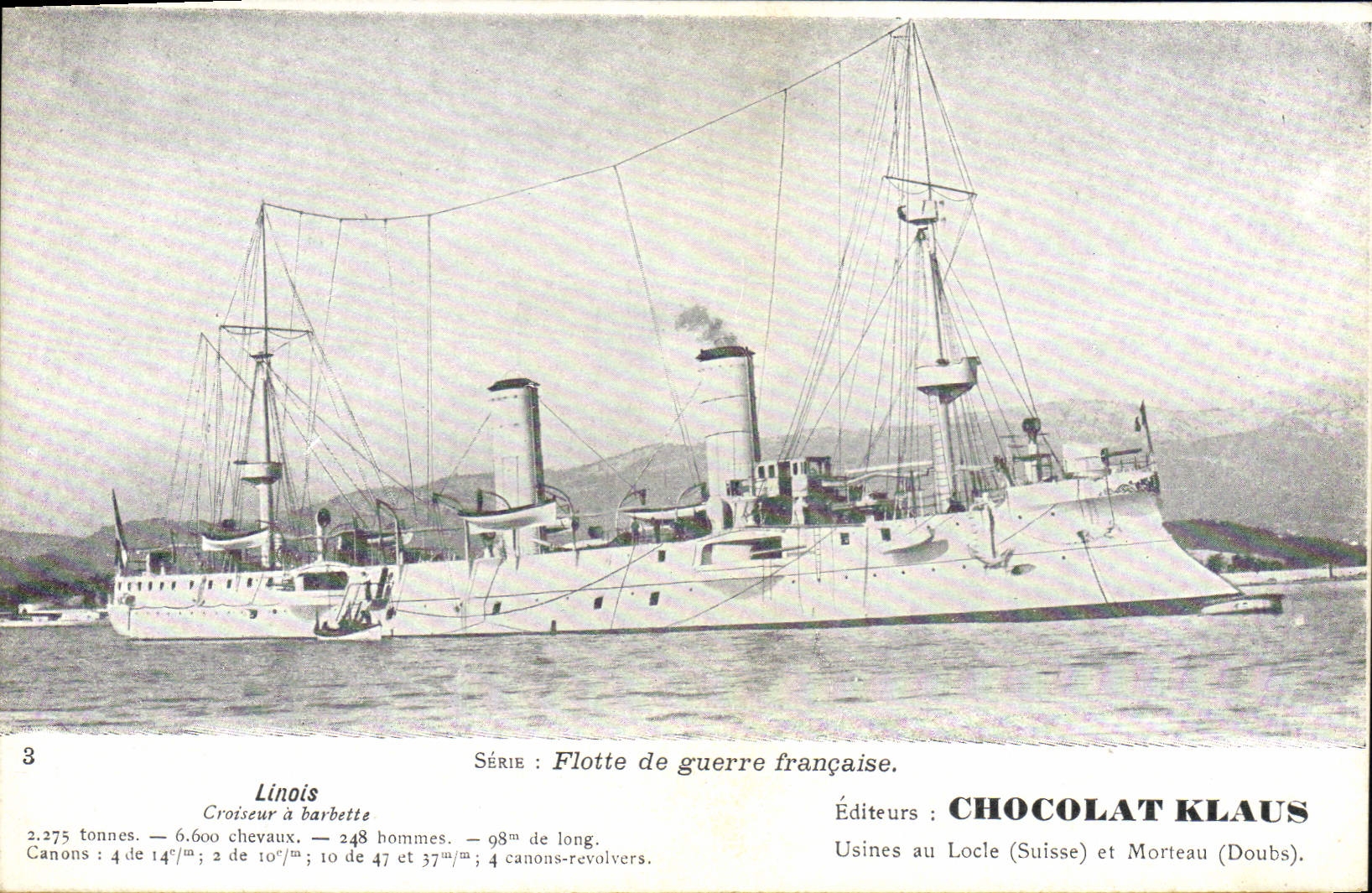 CPA Bateau Linois Croiseur a barbette