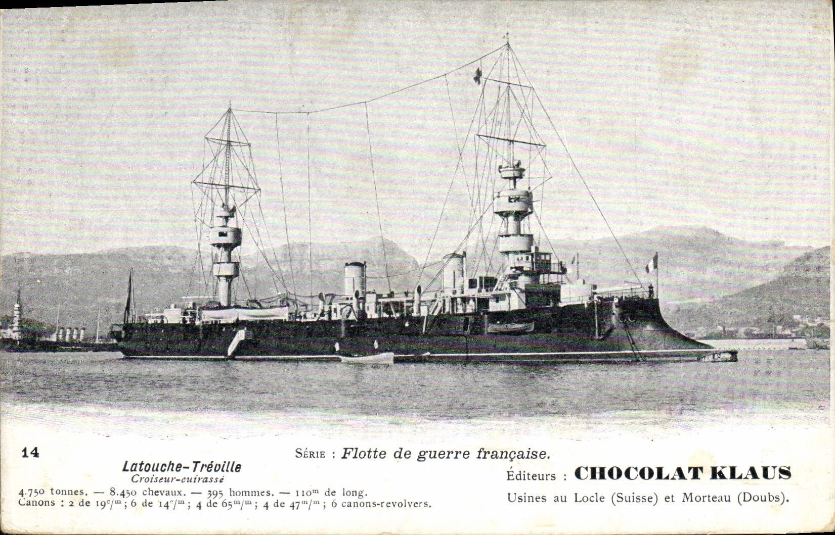 Croiseur-cuirassé Latouche-Tréville — Flotte de guerre française — Éditeurs : Chocolat Klaus