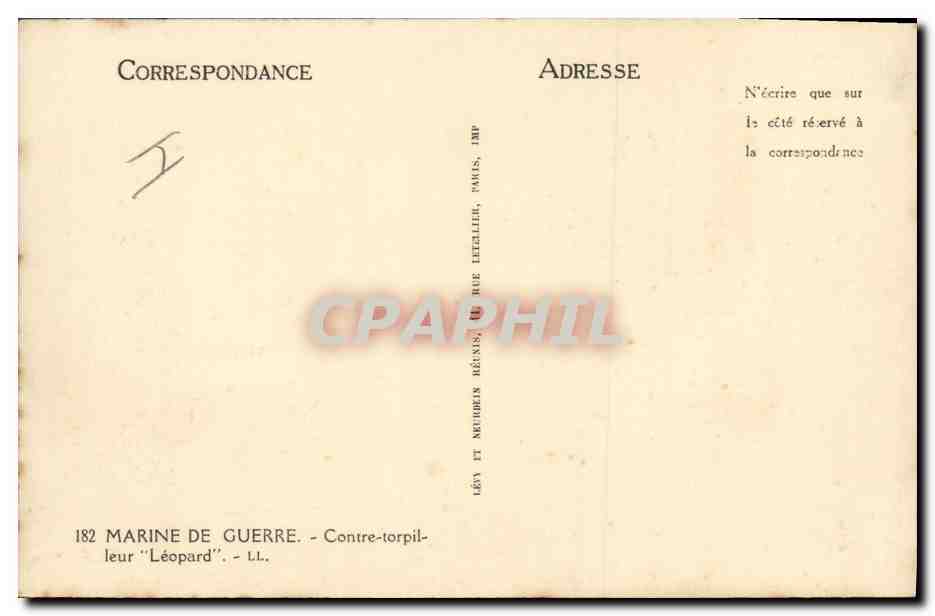 CPM Bateau Contre torpilleur Leopard  — Verso