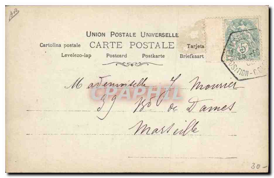 Marseille — Port et portrait de Cléo de Mérode — éditeur Rastellin, Paris, n° 1116 — Reverso