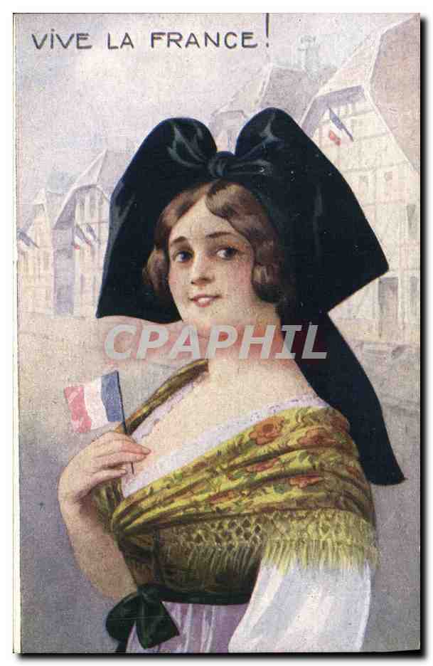CPA Folklore Alsace Vive la France