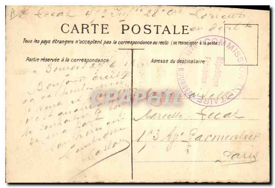 CPA Folklore Alsace Nous entrerons dans la Carriere  — Verso