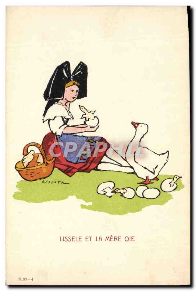 CPA Folklore Alsace Lissele et la mere oie