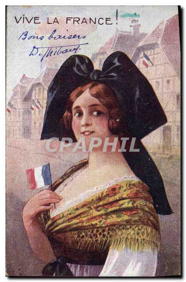 CPA Folklore Alsace Vive la France !