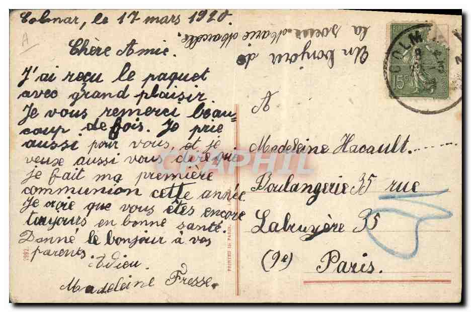 CPA Folklore Alsace En Alsace reconquise Enfants d'Alsace et de Lorraine Avion Aviation — Verso