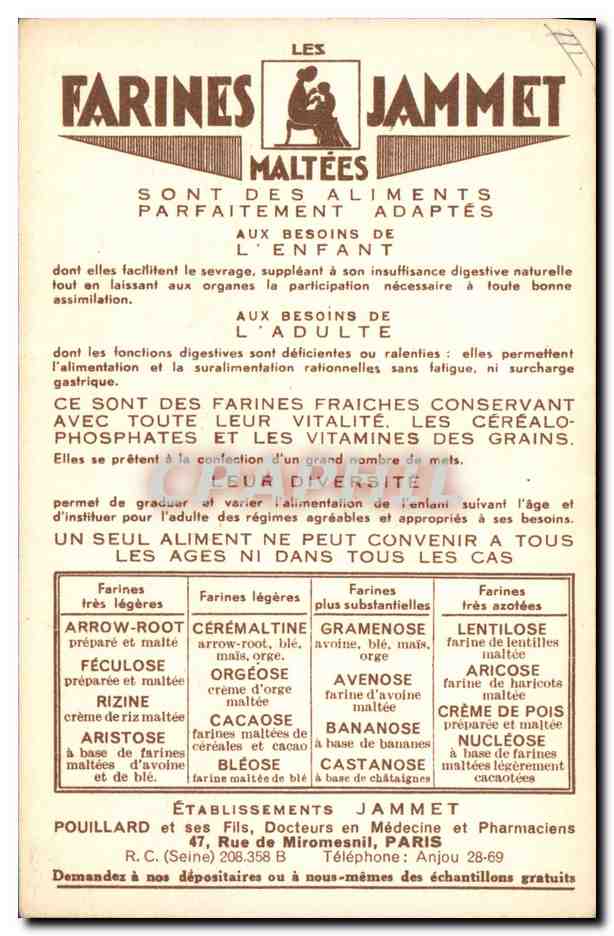 CPA Folklore La Lorraine Farines Jammet Jean Droit  — Verso