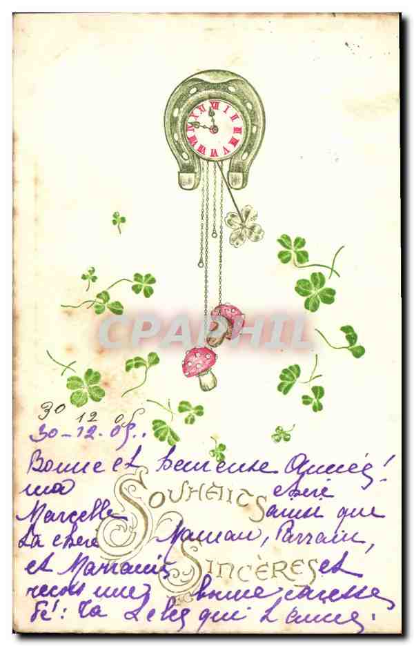 CPA Fantaisie Fleurs Champignons Fer a cheval