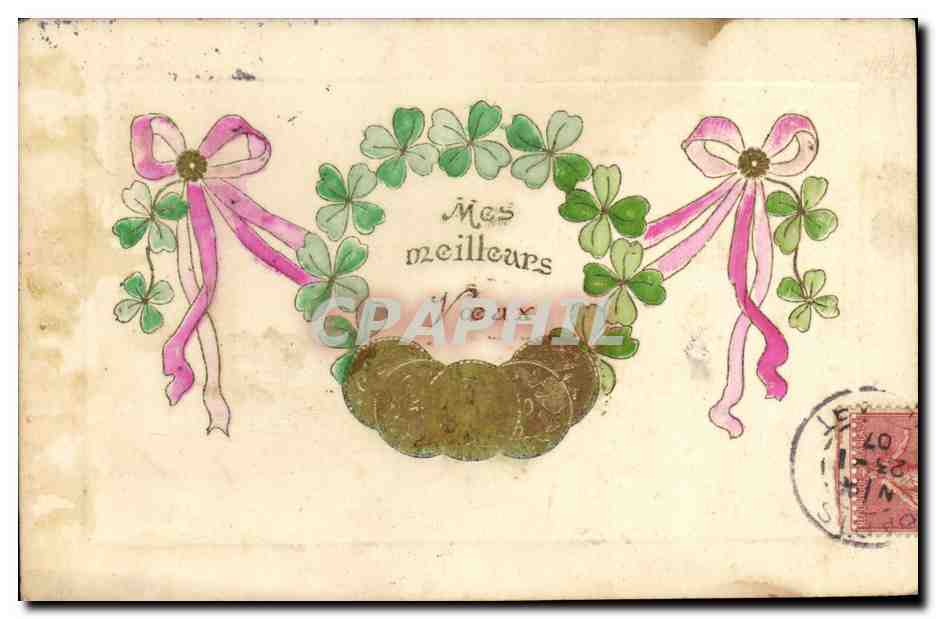 CPA Fantaisie Fleurs Monnaies
