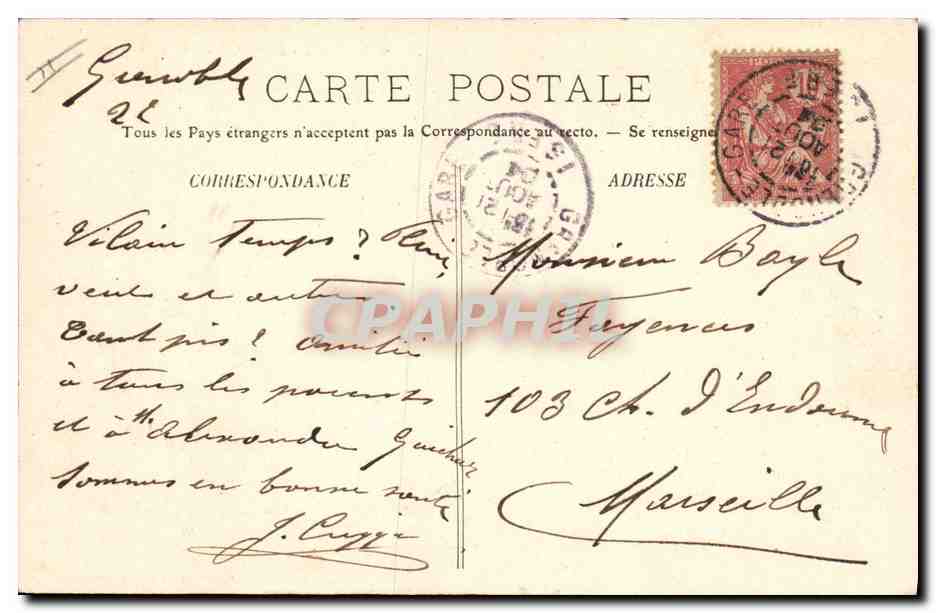 CPA Chambre de Commerce Grenoble  — Verso