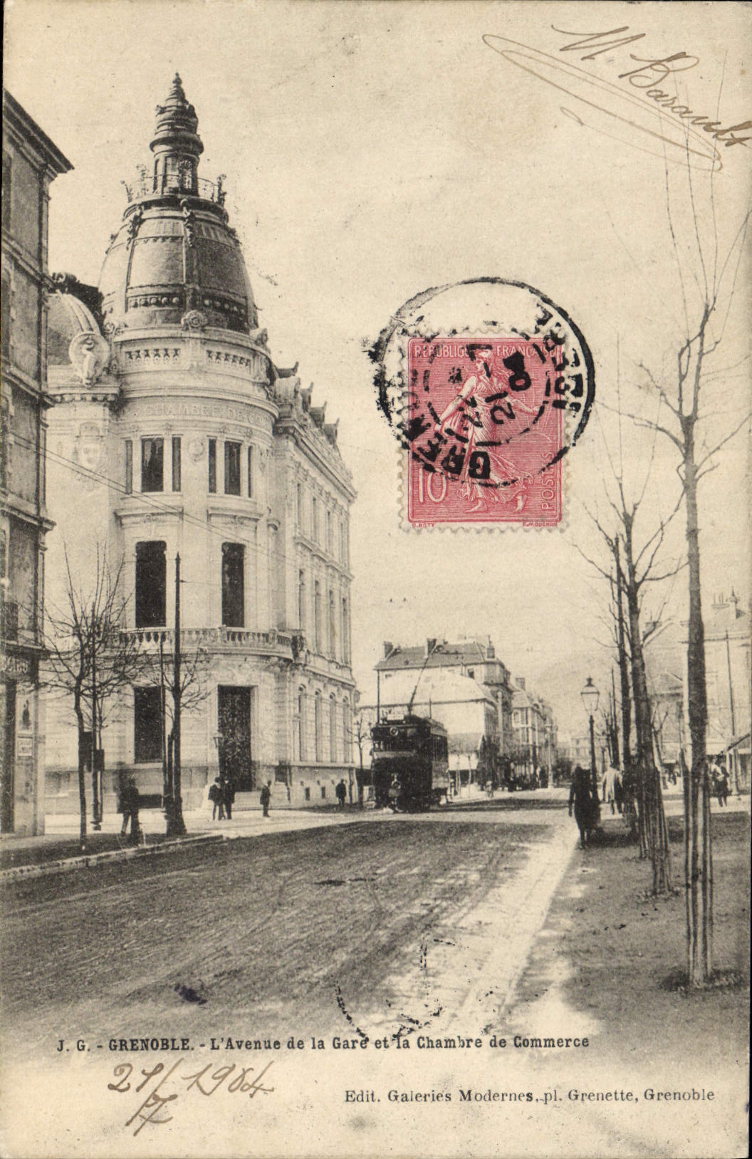 CPA Grenoble L'avenue de la Gare et la Chambre de Commerce 