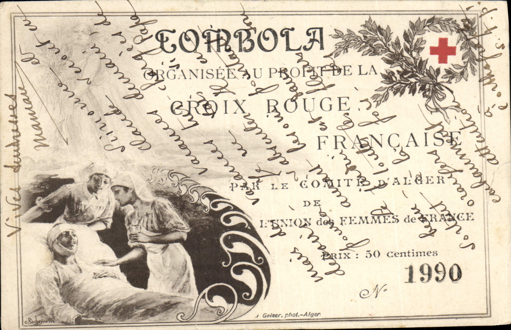 CPA Loterie Tombola Croix Rouge Comite d'Alger Algerie Union des Femmes de France Infirmiere
