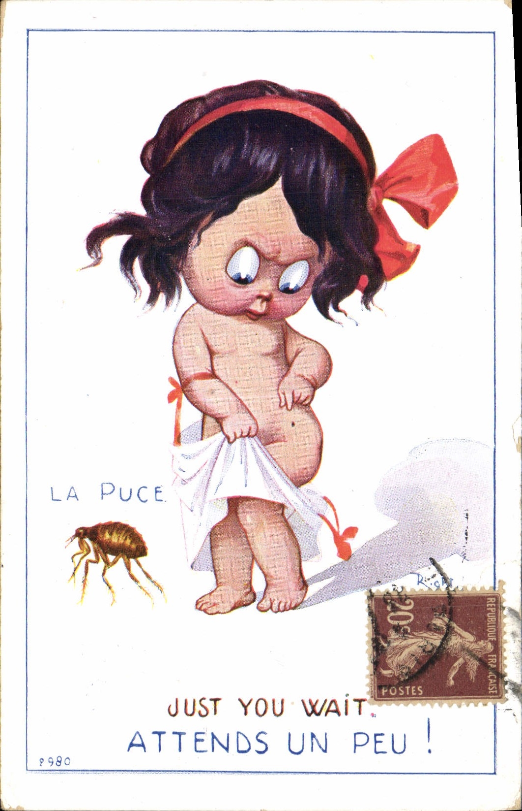 CPA Fantaisie Illustrateur Enfant La puce Just you wait 