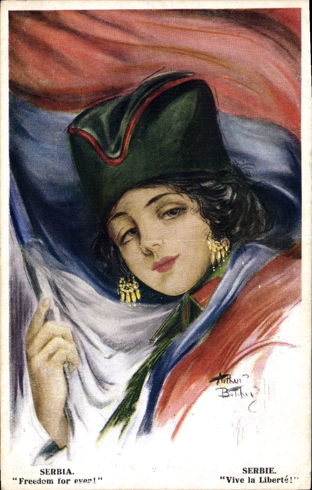 CPA Fantaisie Illustrateur Serbie Vive la liberte Serbia 