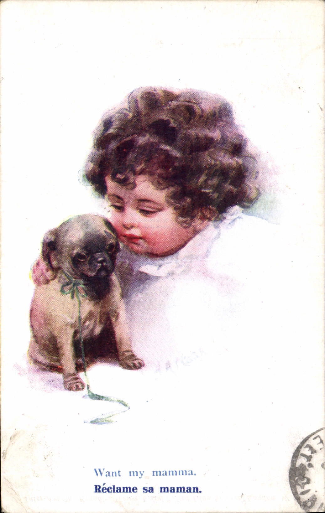 CPA Fantaisie Illustrateur Enfant Chien Reclame sa maman
