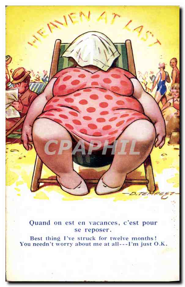 CPA Fantaisie Illustrateur Femme forte Quand on est en vacances 