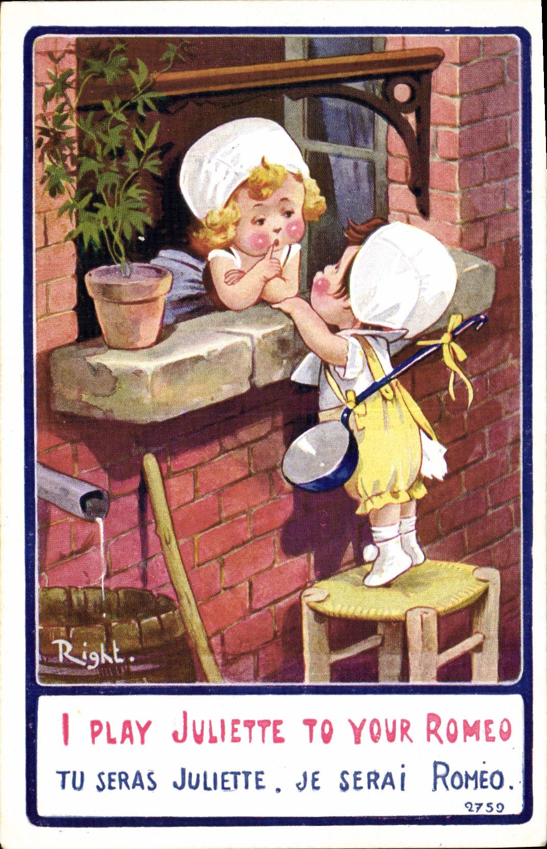 CPA Fantaisie Illustrateur Enfants Right i play Juliette to your Romeo 