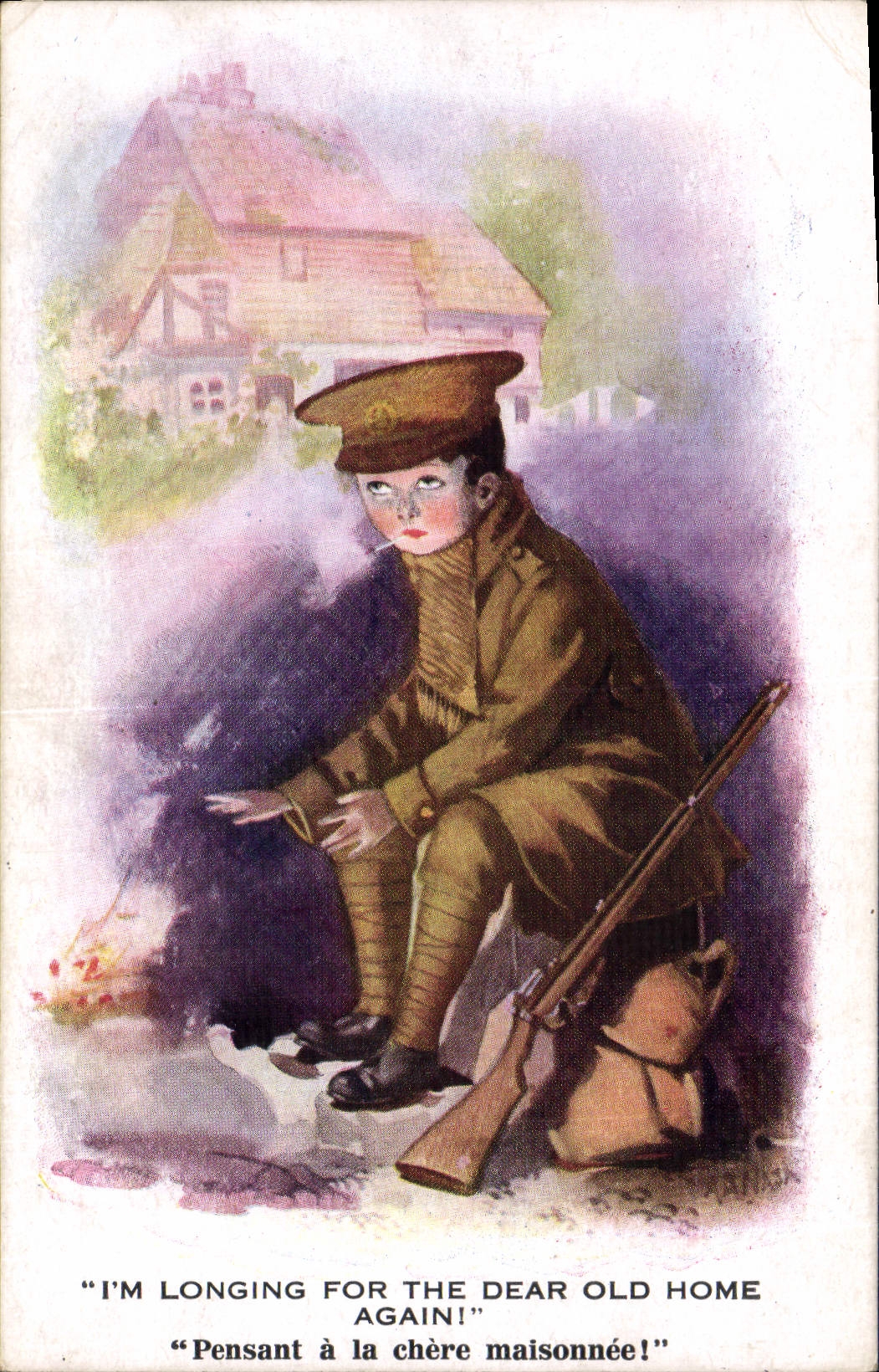 CPA Fantaisie Illustrateur Enfant Militaria I'm longing for the dear old home again !