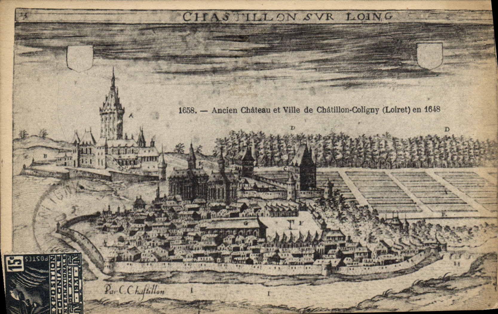 CPA Chastillon sur Loing Ancien chateau et ville de Cahtillon coligny en 1648 
