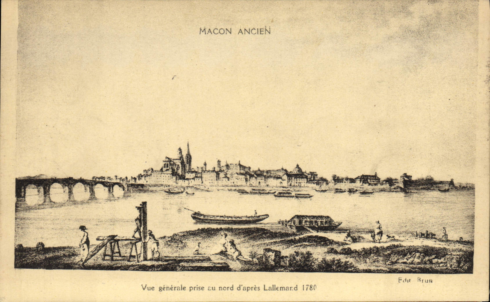 CPA Macon ancien Vue generale prise au nord d'apres Lallemand 1780 