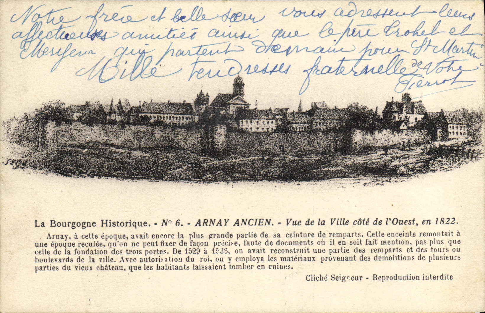 CPA Bourgogne Arnay Ancien Vue de la ville Cote de l'Ouest en 1822 