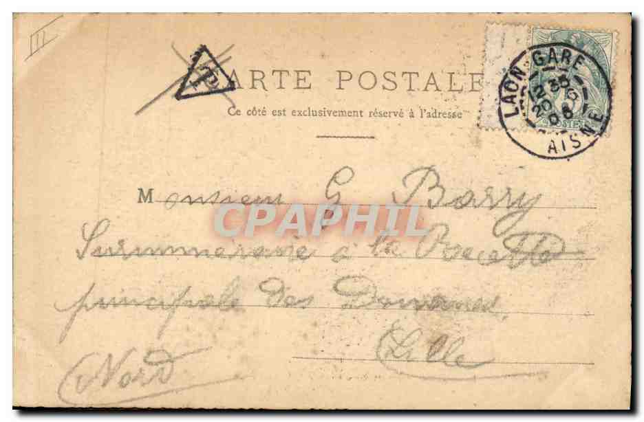 Laon (xviiième siècle) — Vue générale de l'Abbaye de Saint-Vincent prise du jardin de l'Arquebuse — P. D. — Reverso