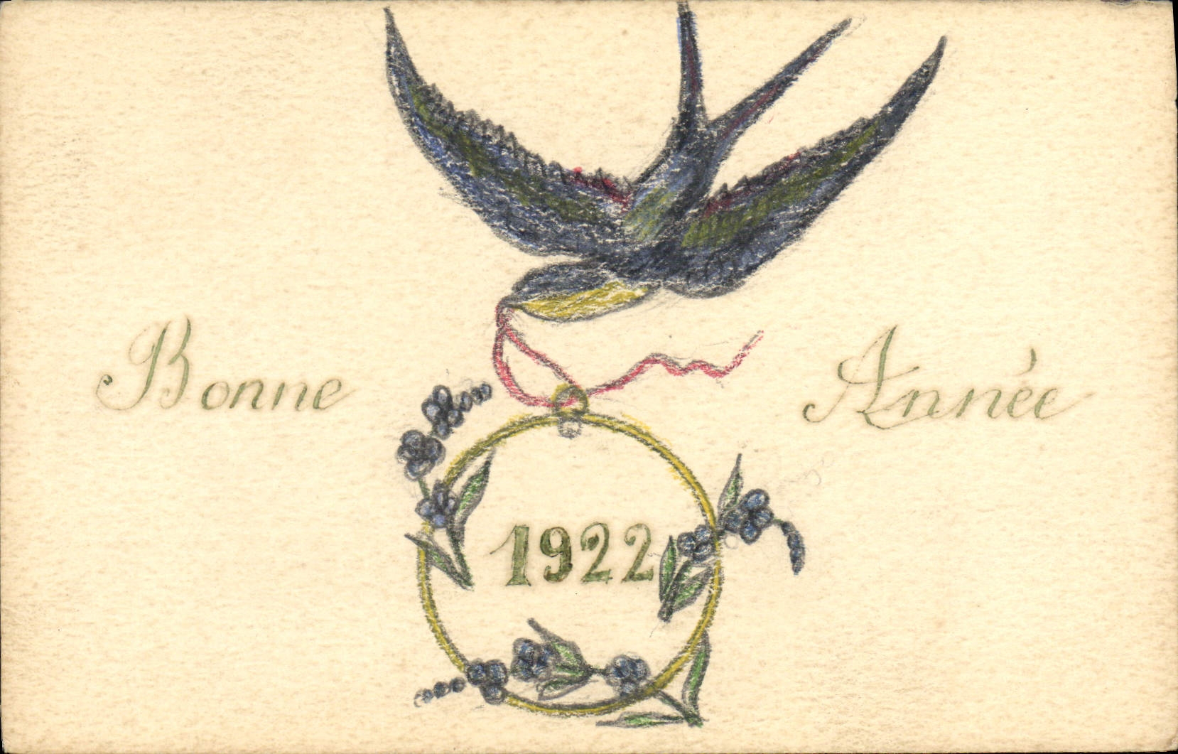 CPA Oiseau Bonne annee 1922 (dessin a la main) 