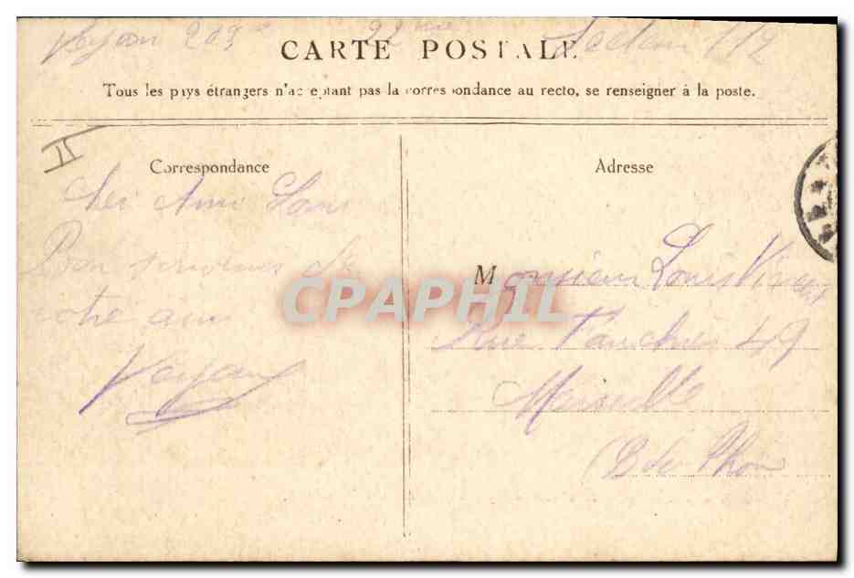 L'artillerie alpine guettant un "Taube" — Guerre de 1914-15 — G. Mathière, Editeur, 34, rue de Charonne, Paris. — Verso